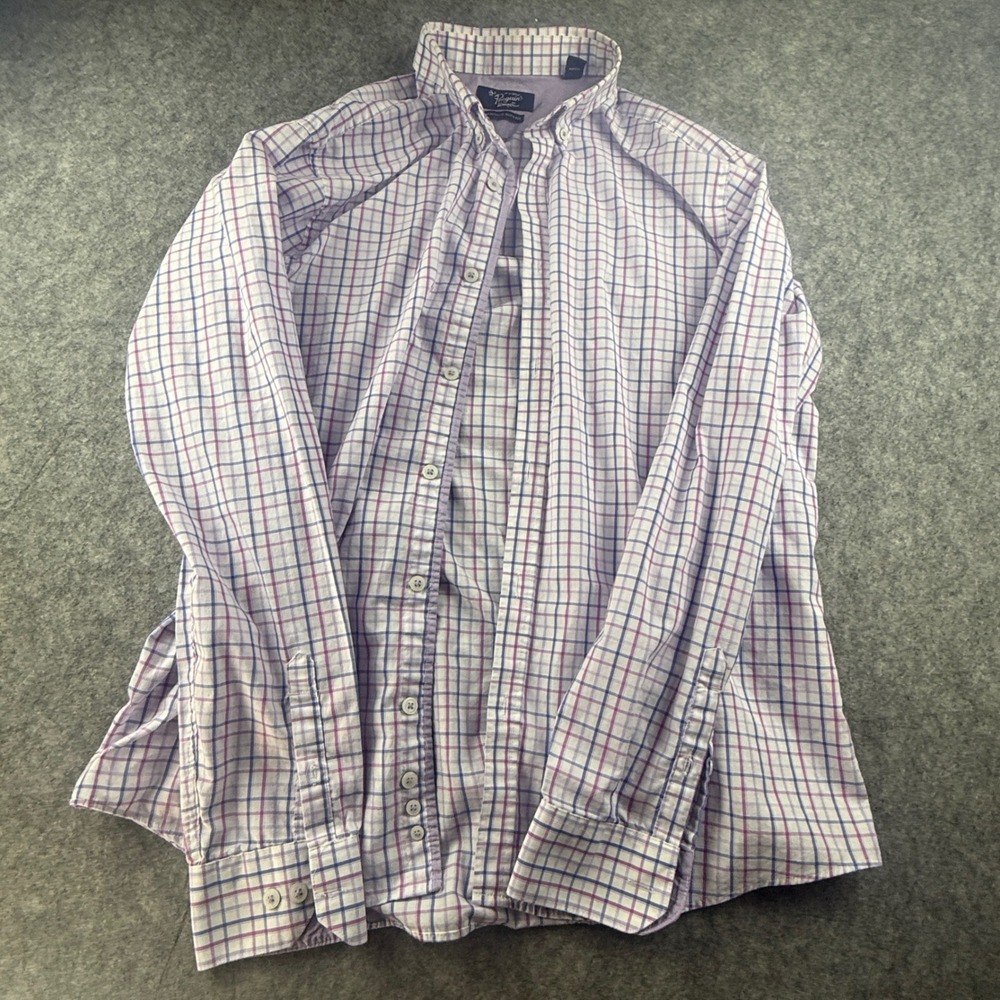 Original Penguin Heritage Slim Fit Plaid Button Down Shirt Purple 15.5 34-35
